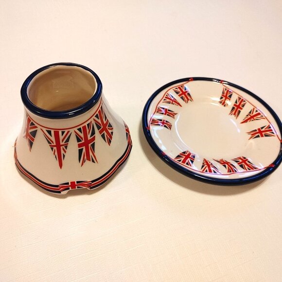 YANKEE CANDLE Jar Shade Hood Vent with Plate Patriotic Flag Pennant Desi… - Picture 9 of 10